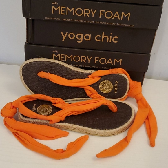 NIB Nalho Yoga Mat Ankle Espadrilles Karabi Orange - Picture 2 of 12